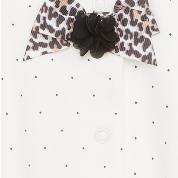 Little Me leopard bows footie - Picture 2 of 5